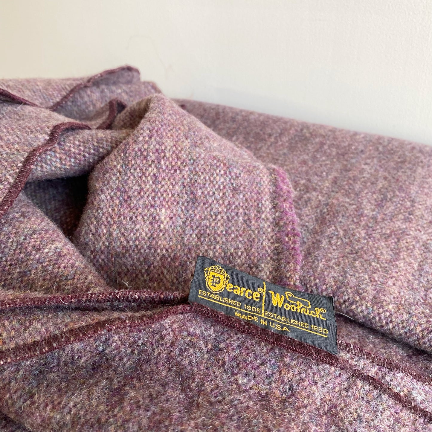 Vintage Eggplant Purple Wool Blanket, by Pearce Woolrich