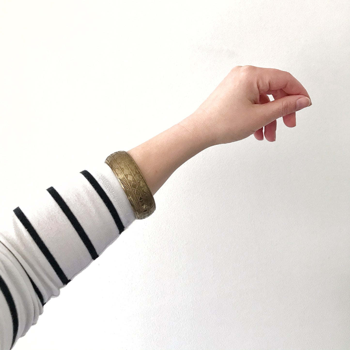 Vintage Textured Brass Cuff Bracelet