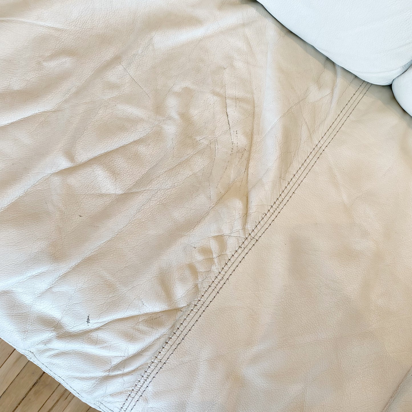 Vintage Slouchy Leather Sofa, 7'