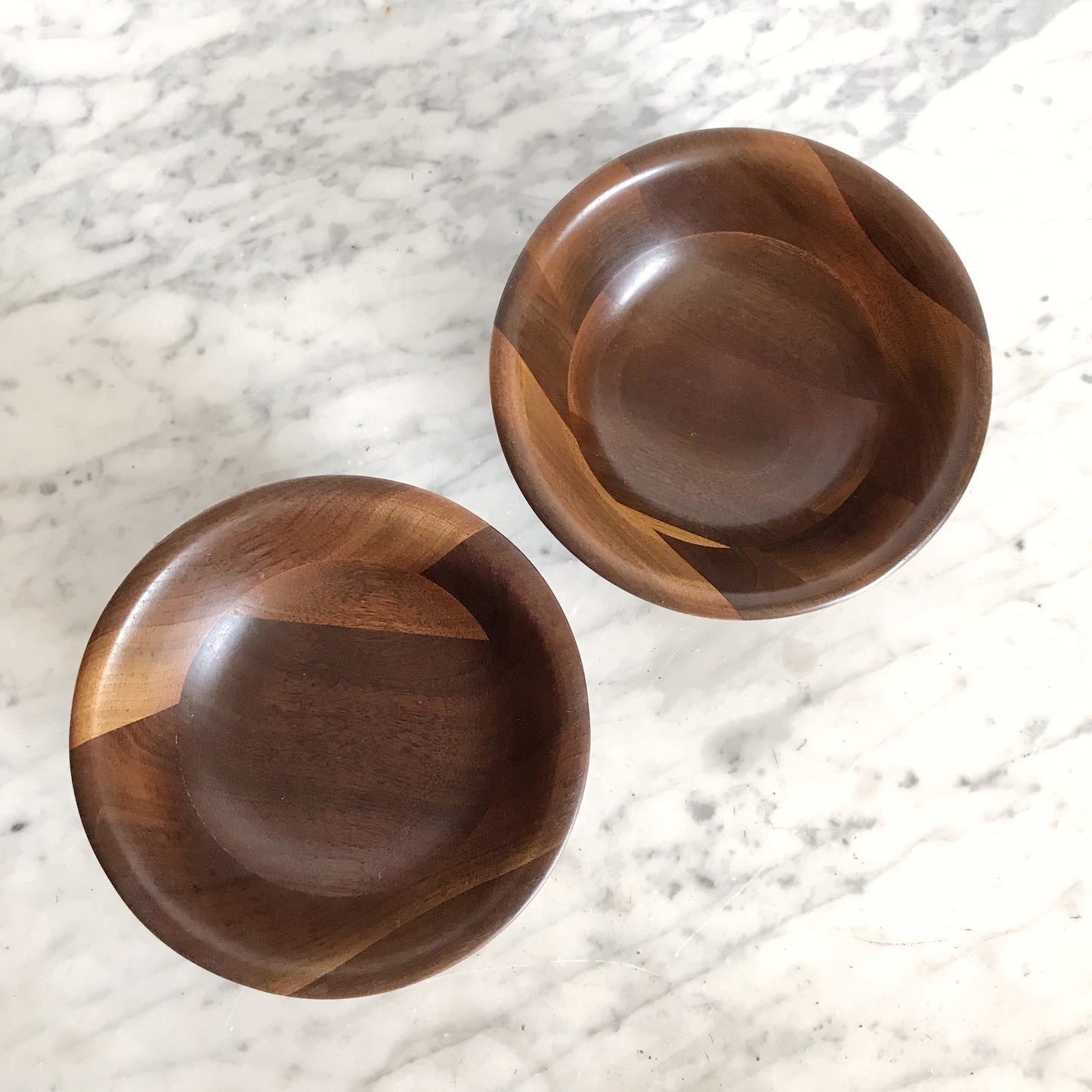 Pair of Vintage Turned Walnut Bowls