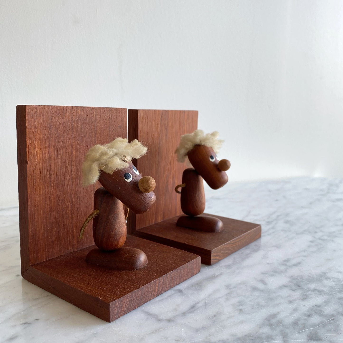 Pair of Vintage Danish Wood Figures Bookends