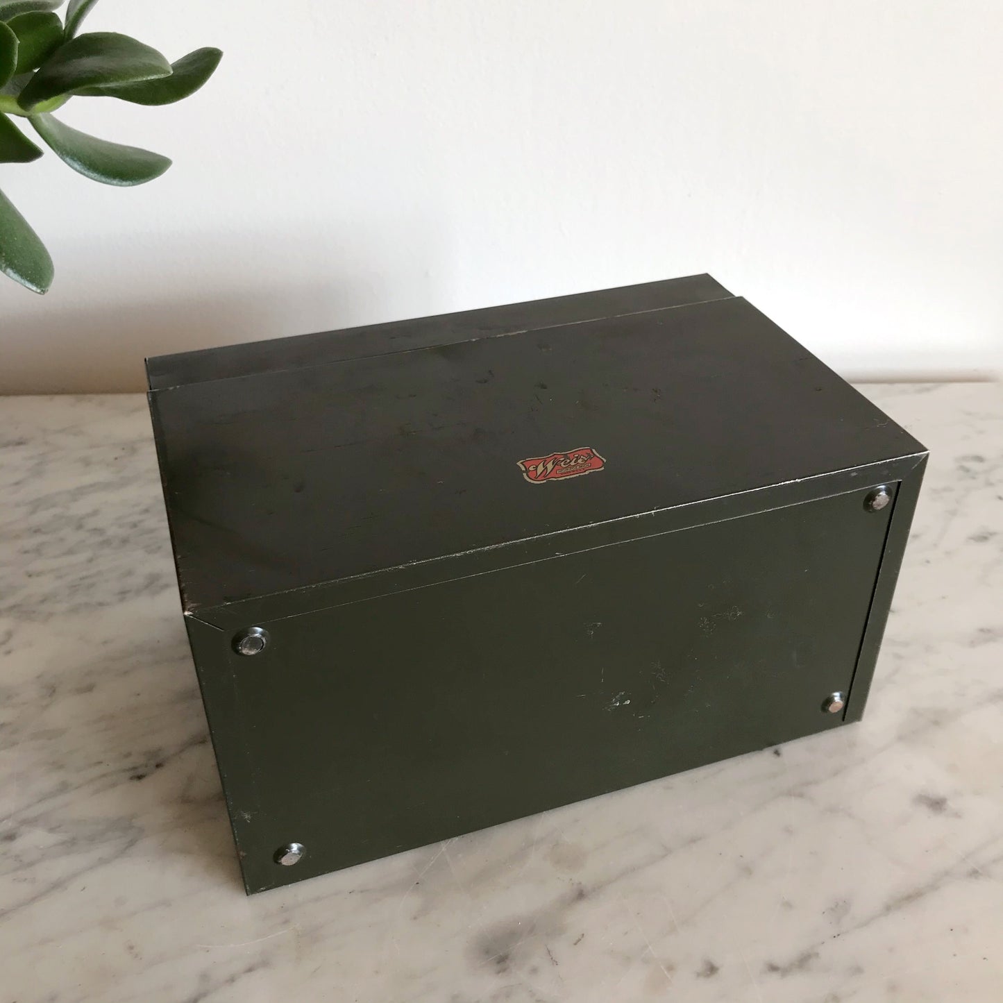 Vintage Green Metal Storage Box