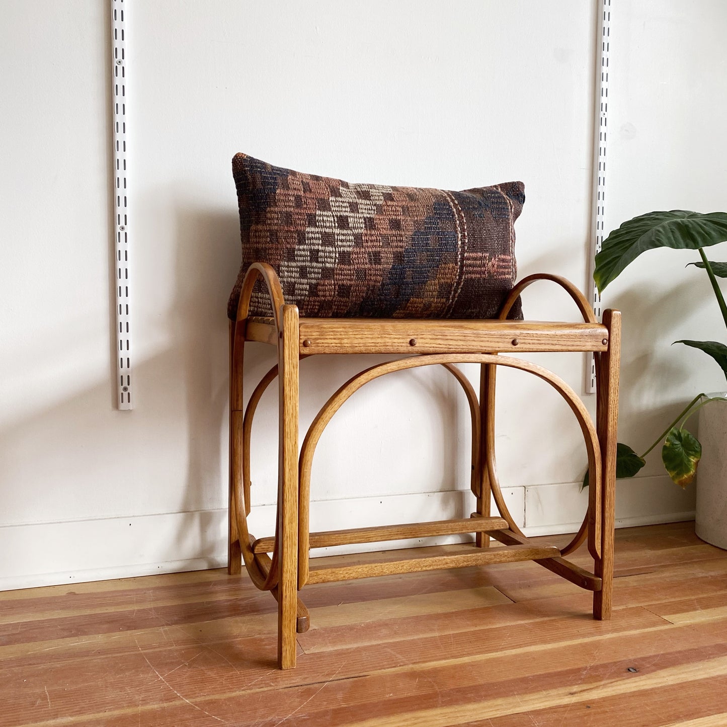 Vintage Bentwood + Slat Bench / Side Table
