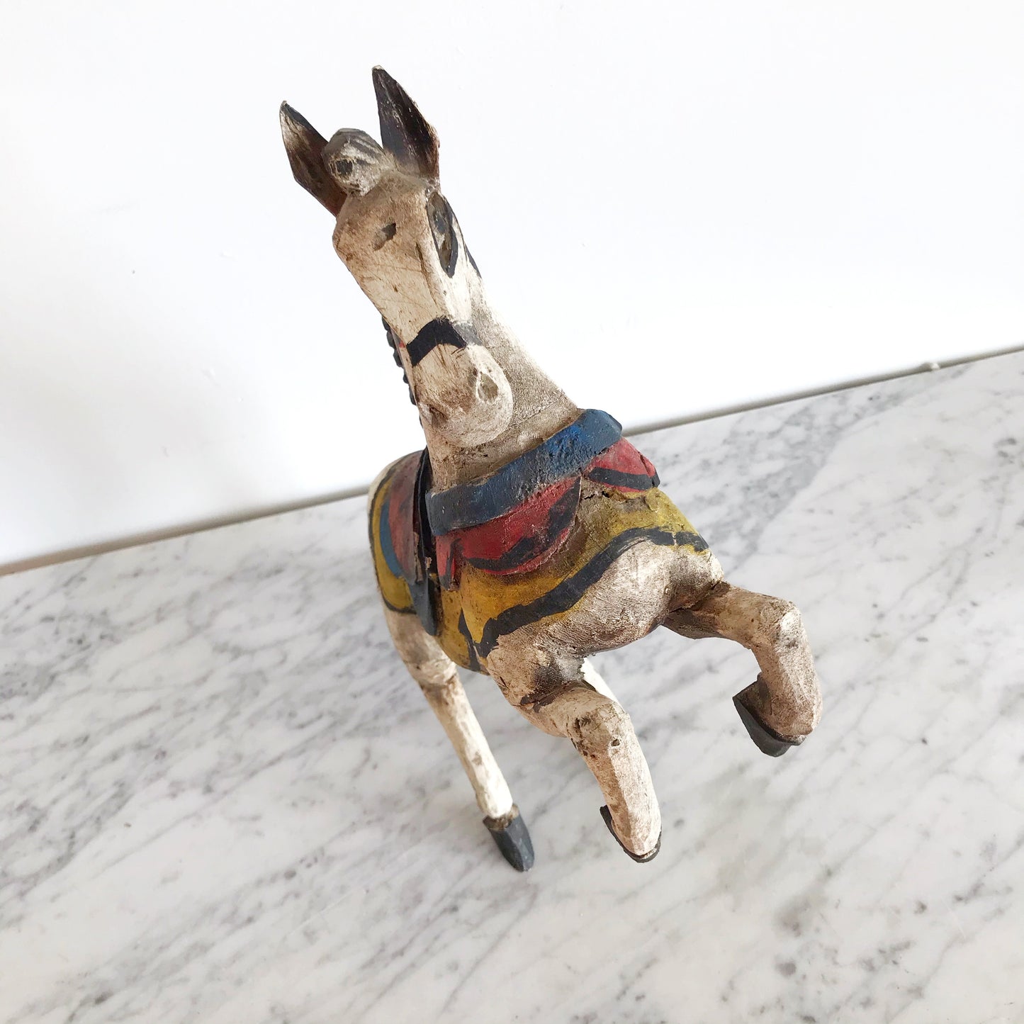 Vintage Hand-Carved Wooden Horse Sculpture
