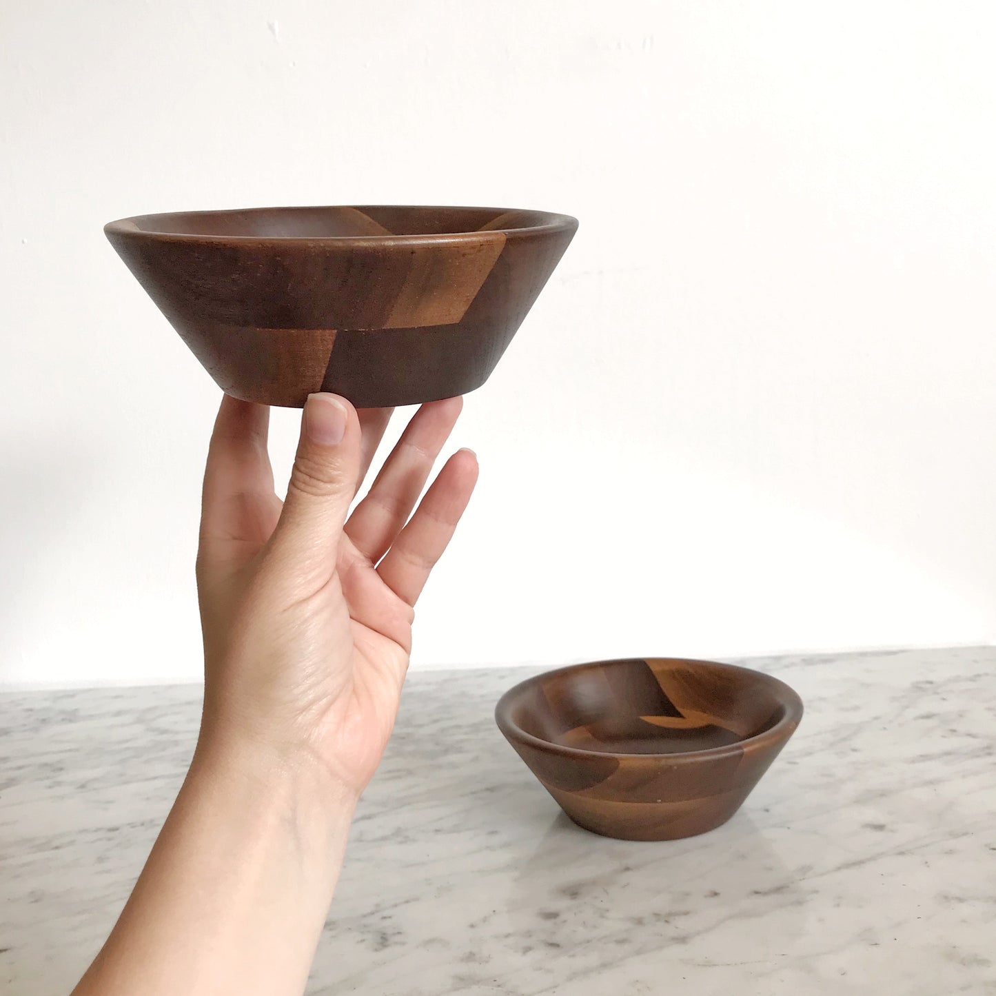 Pair of Vintage Turned Walnut Bowls