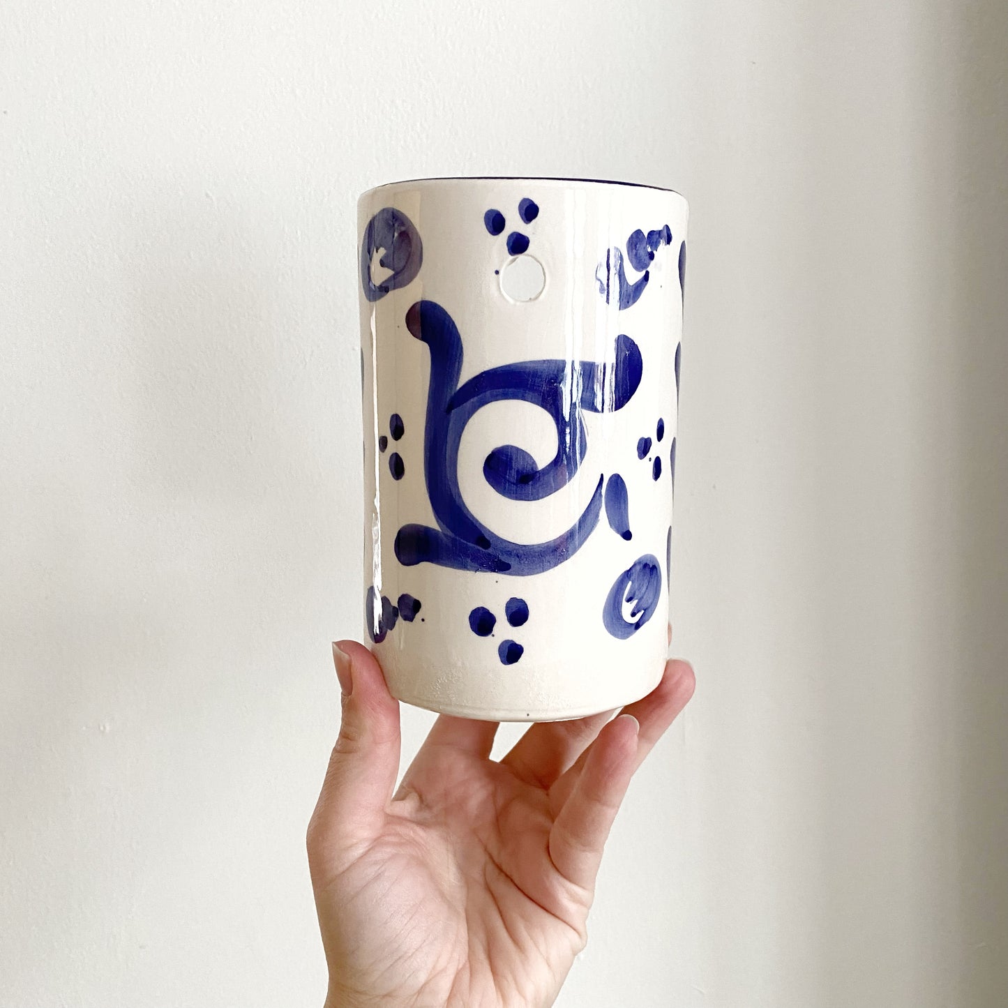 Vintage Hand-painted Ceramic Candle Sconce