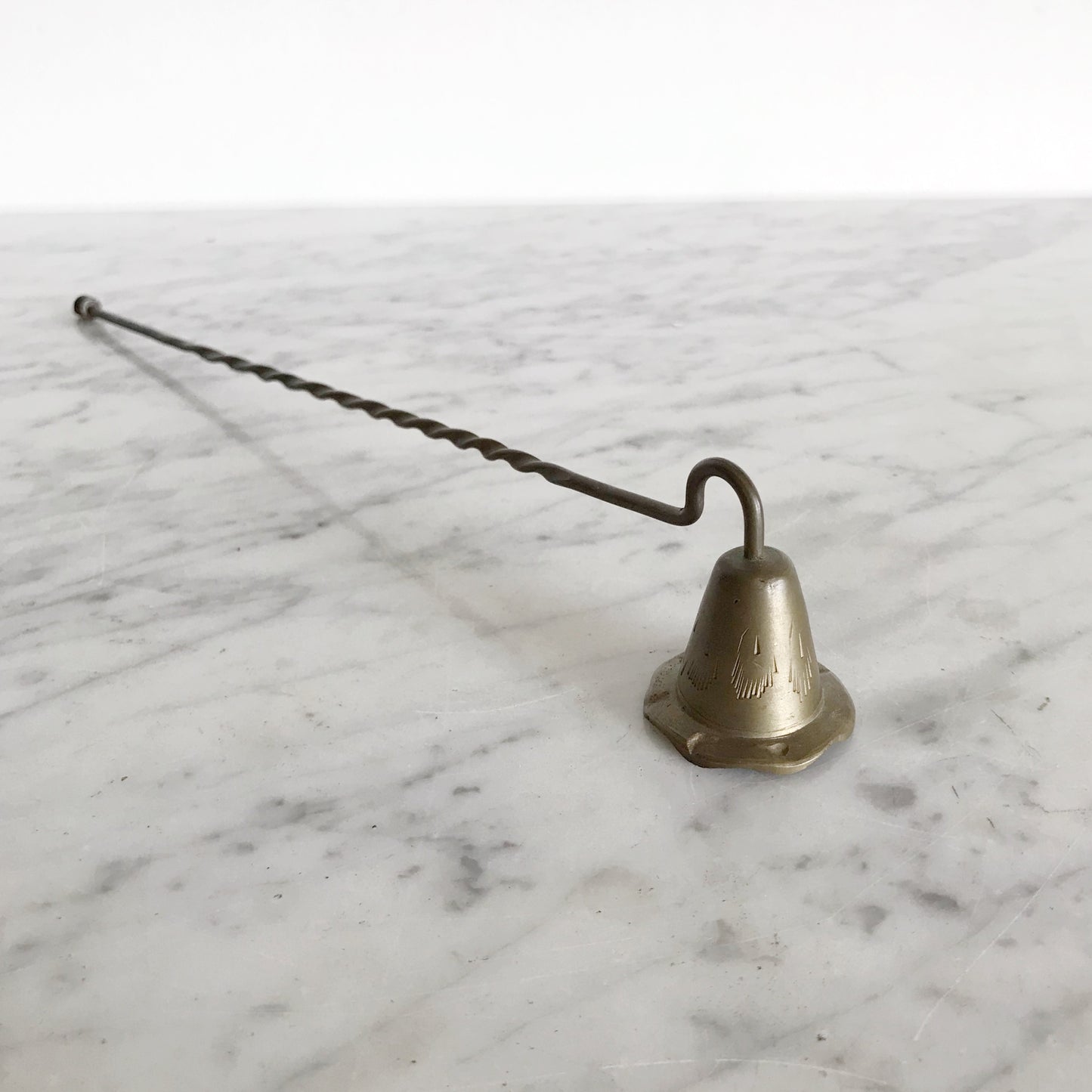 Vintage Etched Brass Candle Snuffer