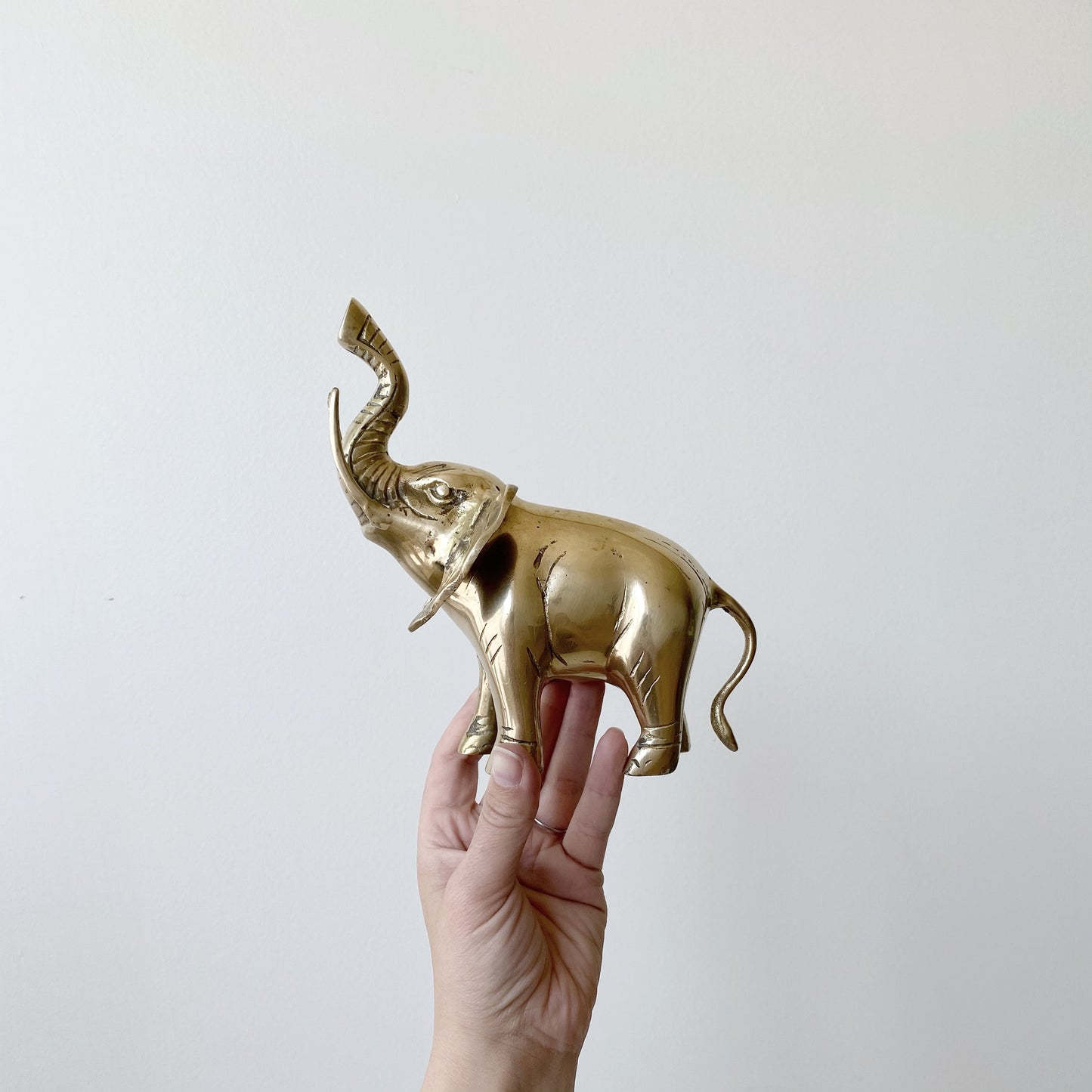 Large Vintage Brass Elephant, 7”