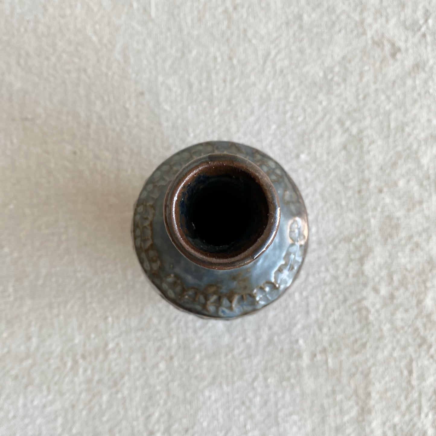 Vintage Textured Stoneware Bud Vase