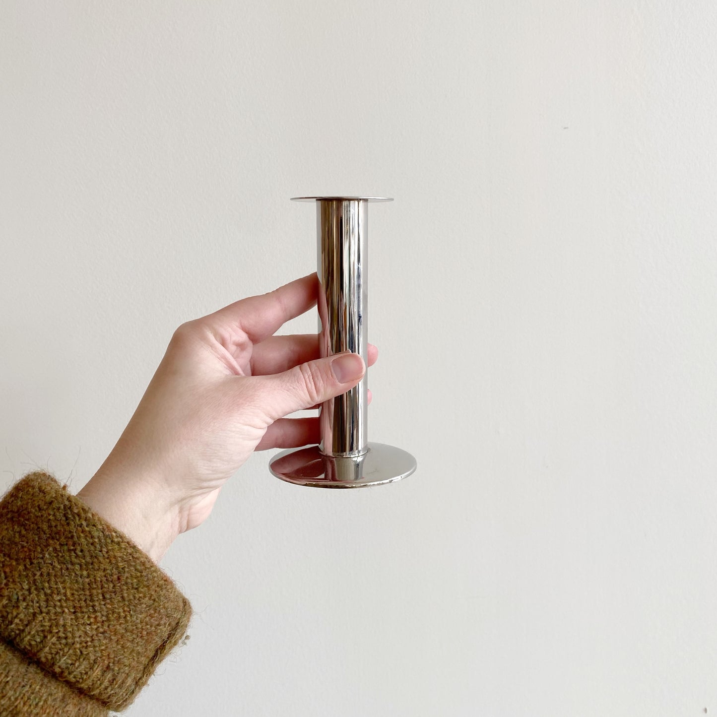 Trio: Vintage Post Modern Silver Candle Holders