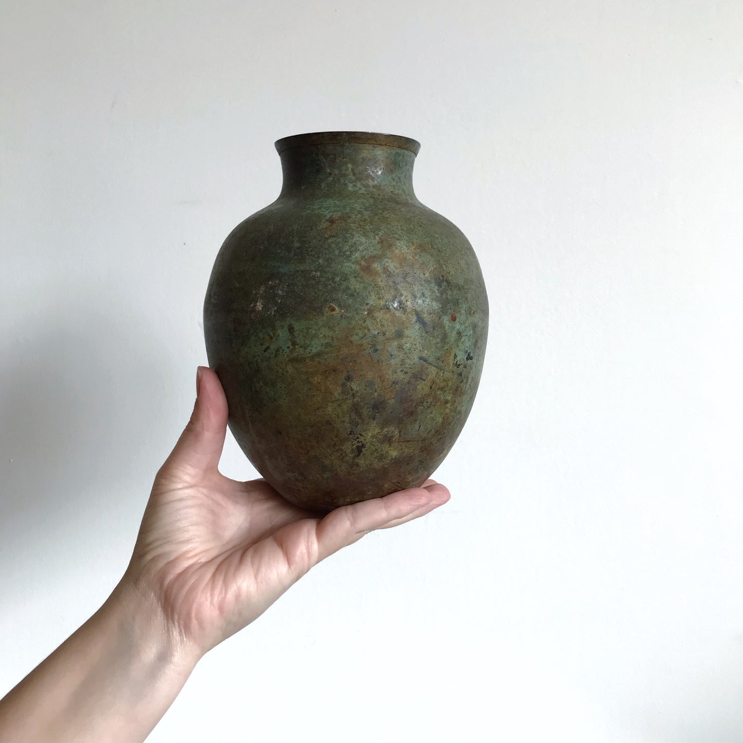 Medium Metal Urn Vase with Patina