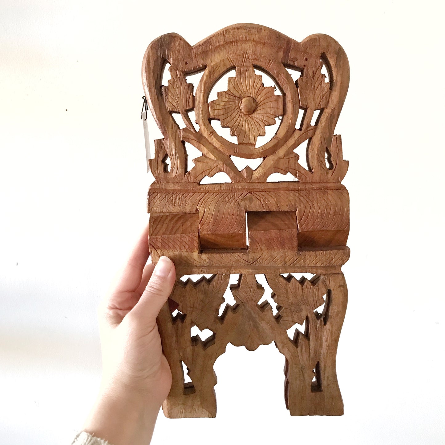 Vintage Carved Wood Book Stand