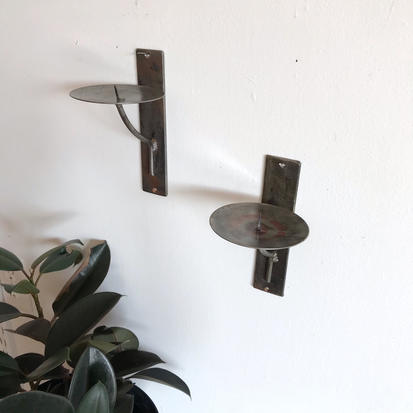 Pair of Vintage Metal Candle Sconces, Mexico