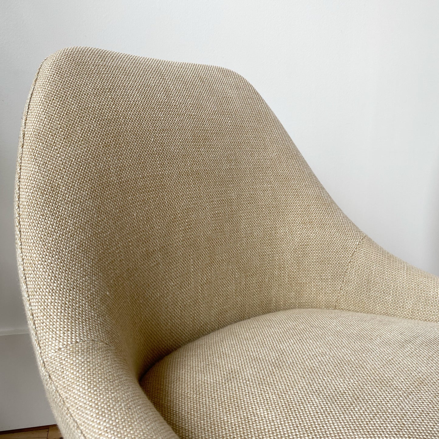 Vintage Upholstered Lounge Chair with Chrome Base