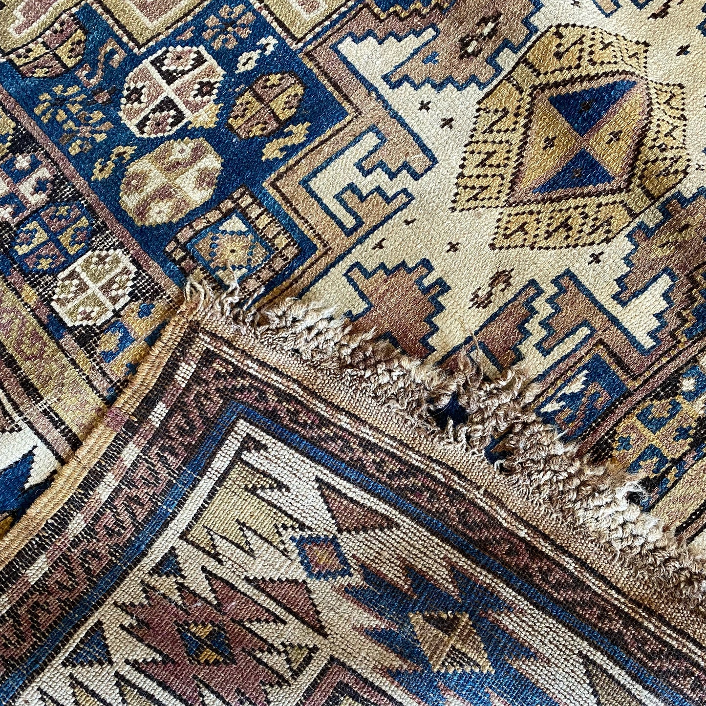 "CARRINGTON" Antique Hand-knotted Wool Runner Rug (8’6” x 3’8”)