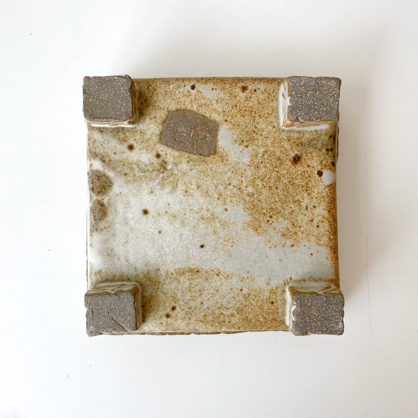 Vintage Hand-built Square Pottery Catchall
