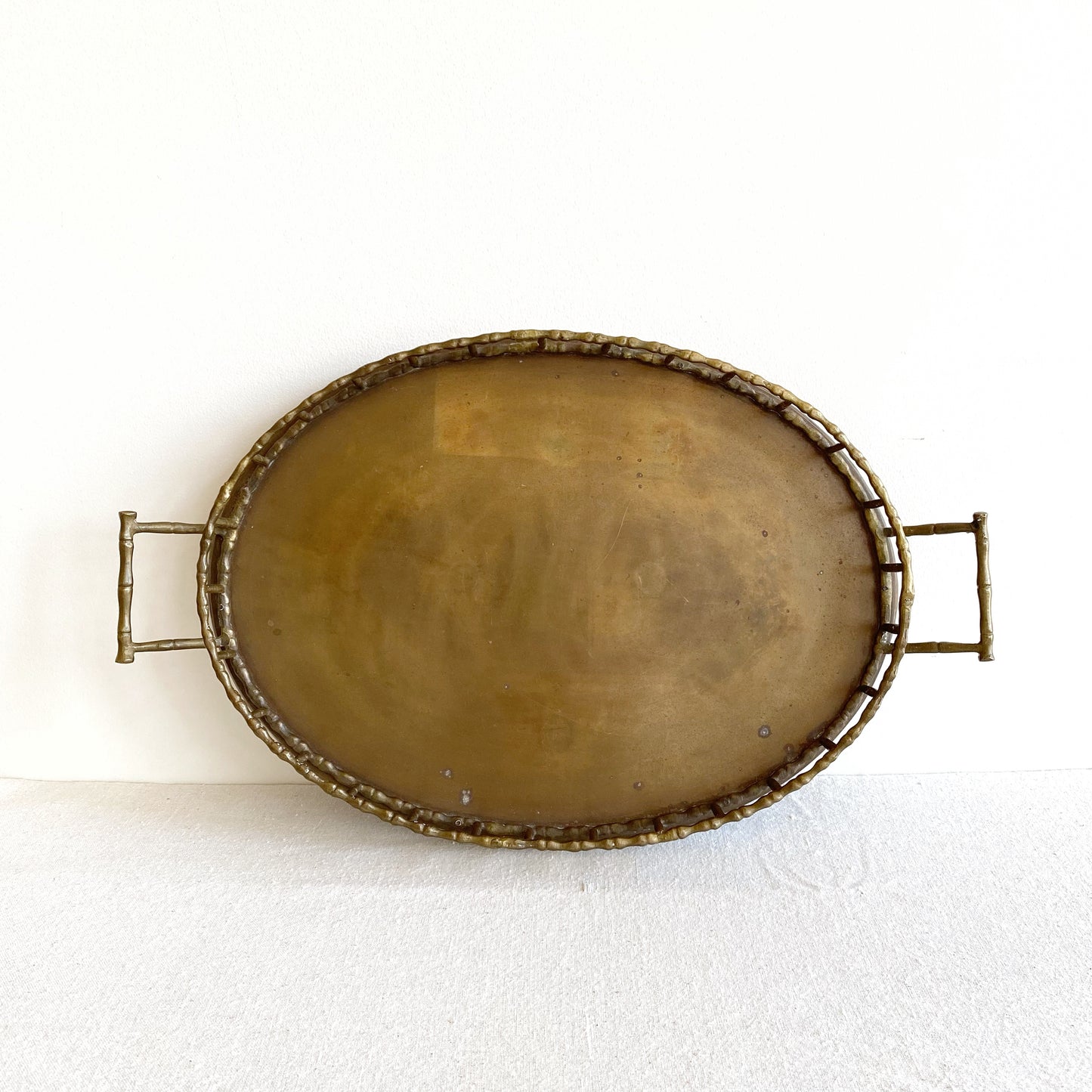 XL Vintage Brass Tray with Rail