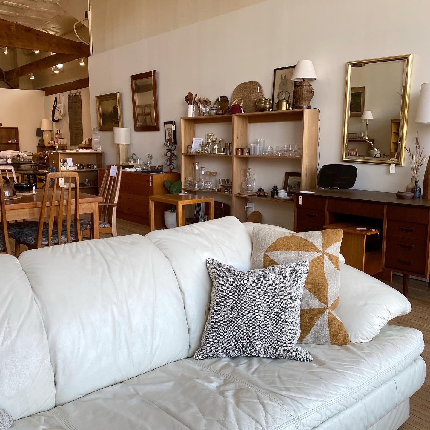 Vintage Slouchy Leather Sofa, 7'