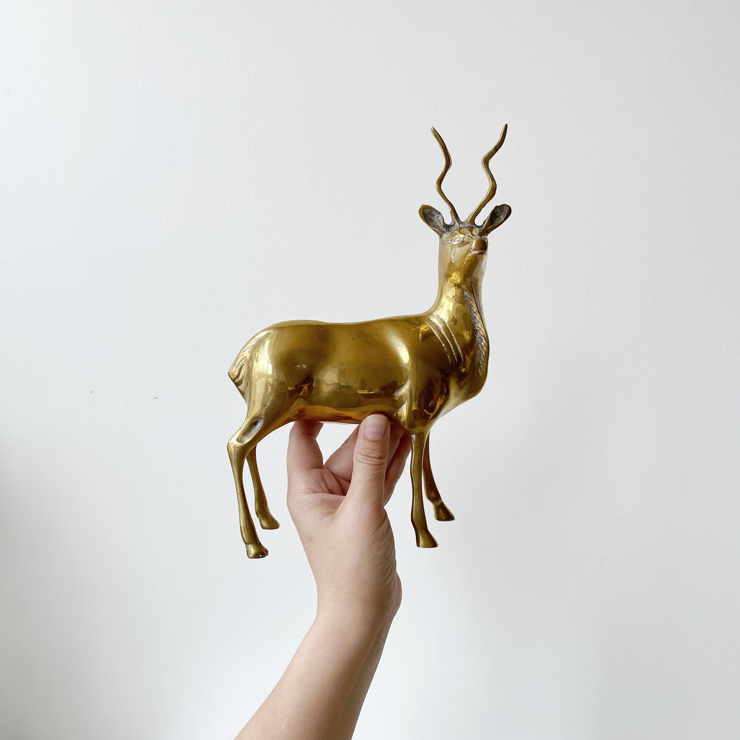 Large Vintage Brass Antelope, 9.75”