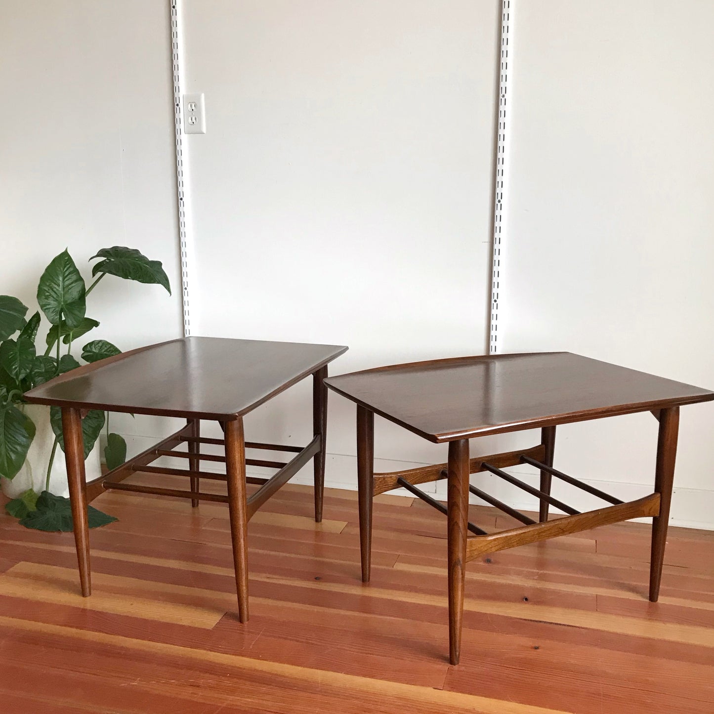 PAIR of Vintage Walnut End Tables, Leo Jiranek for Bassett