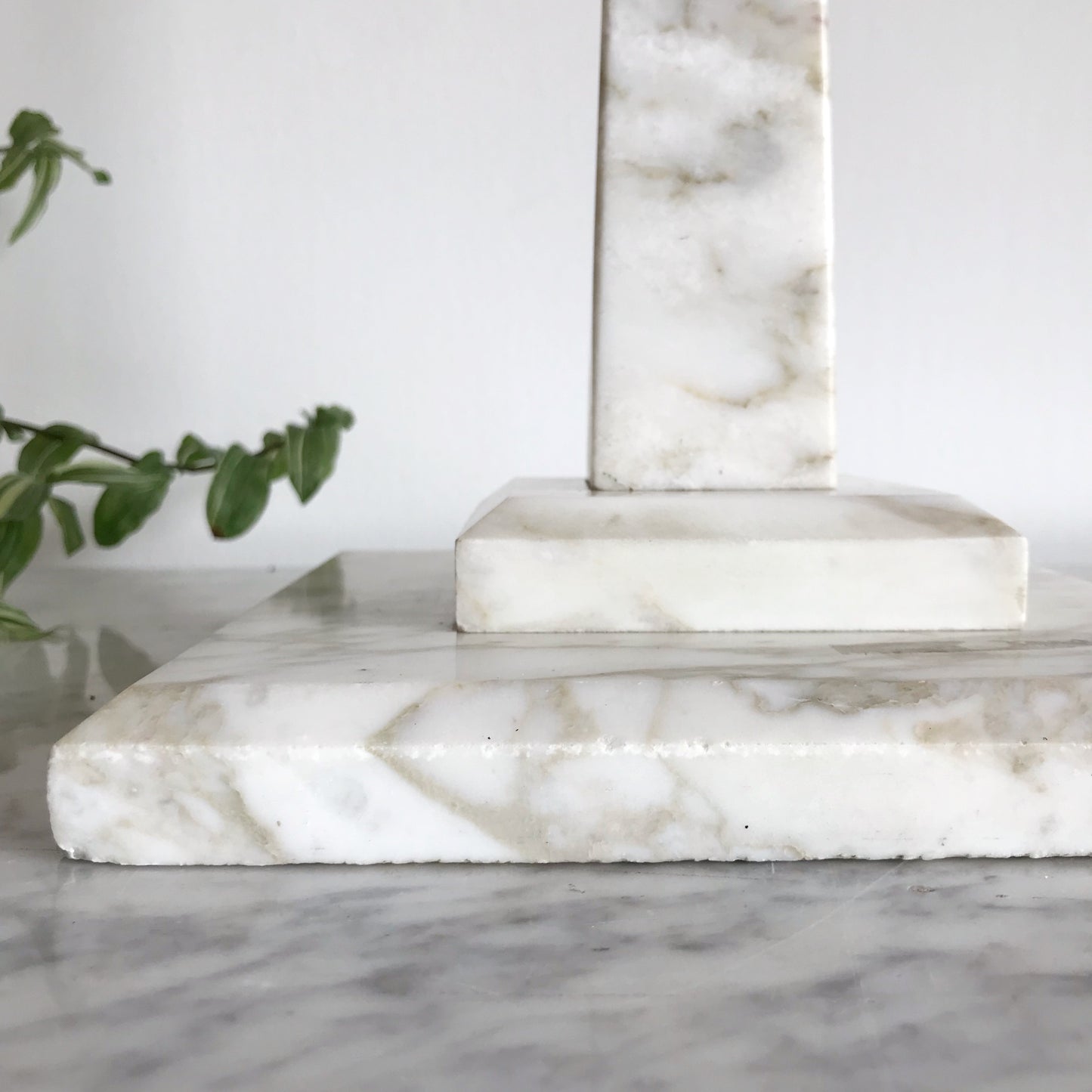 Mid-Century Solid Marble Obelisk Lamp
