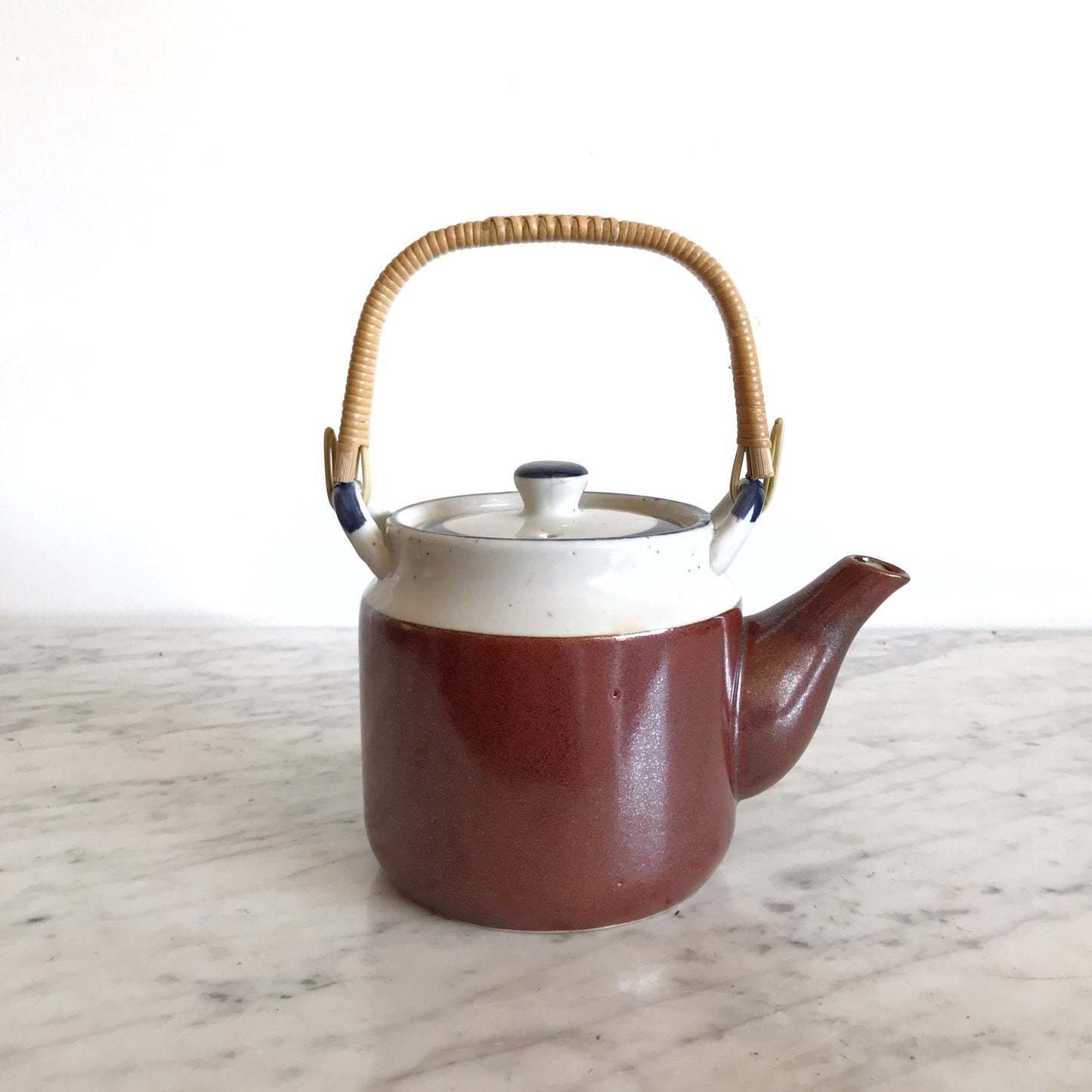 Vintage Ceramic Teapot with Wicker Handle
