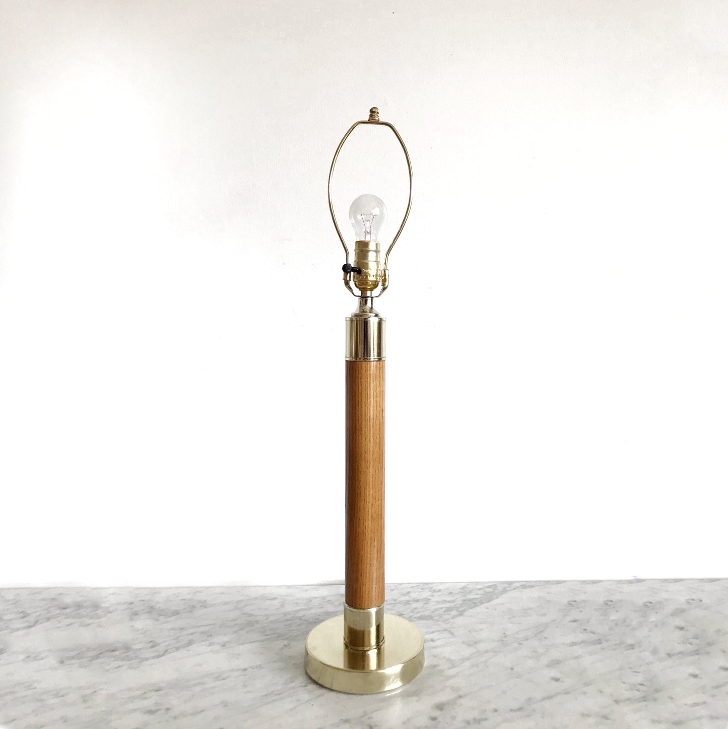 Tall Vintage Wood + Gold Lamp