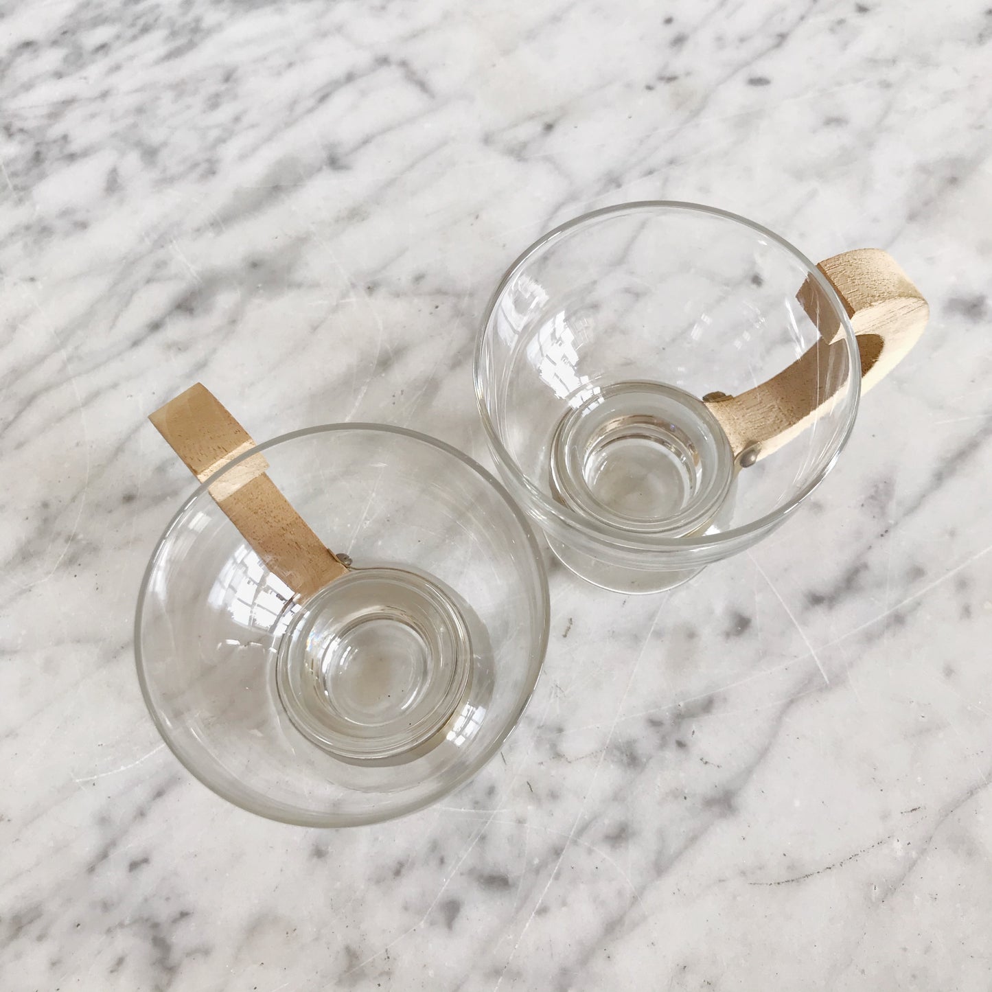 Set of 10 Glass Espresso Cups with Wooden Handles