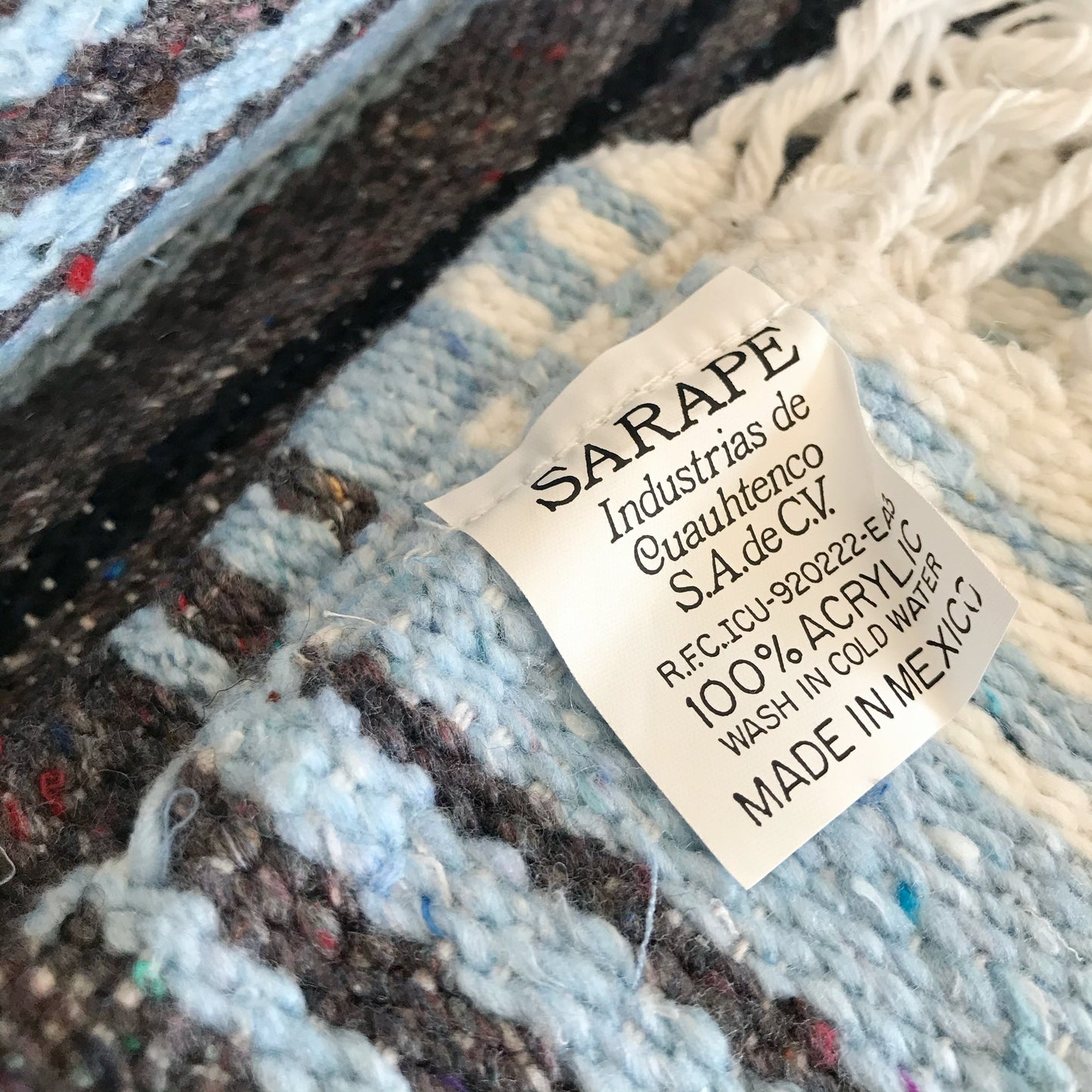 Vintage Hand-Loomed Blanket, Light Blue