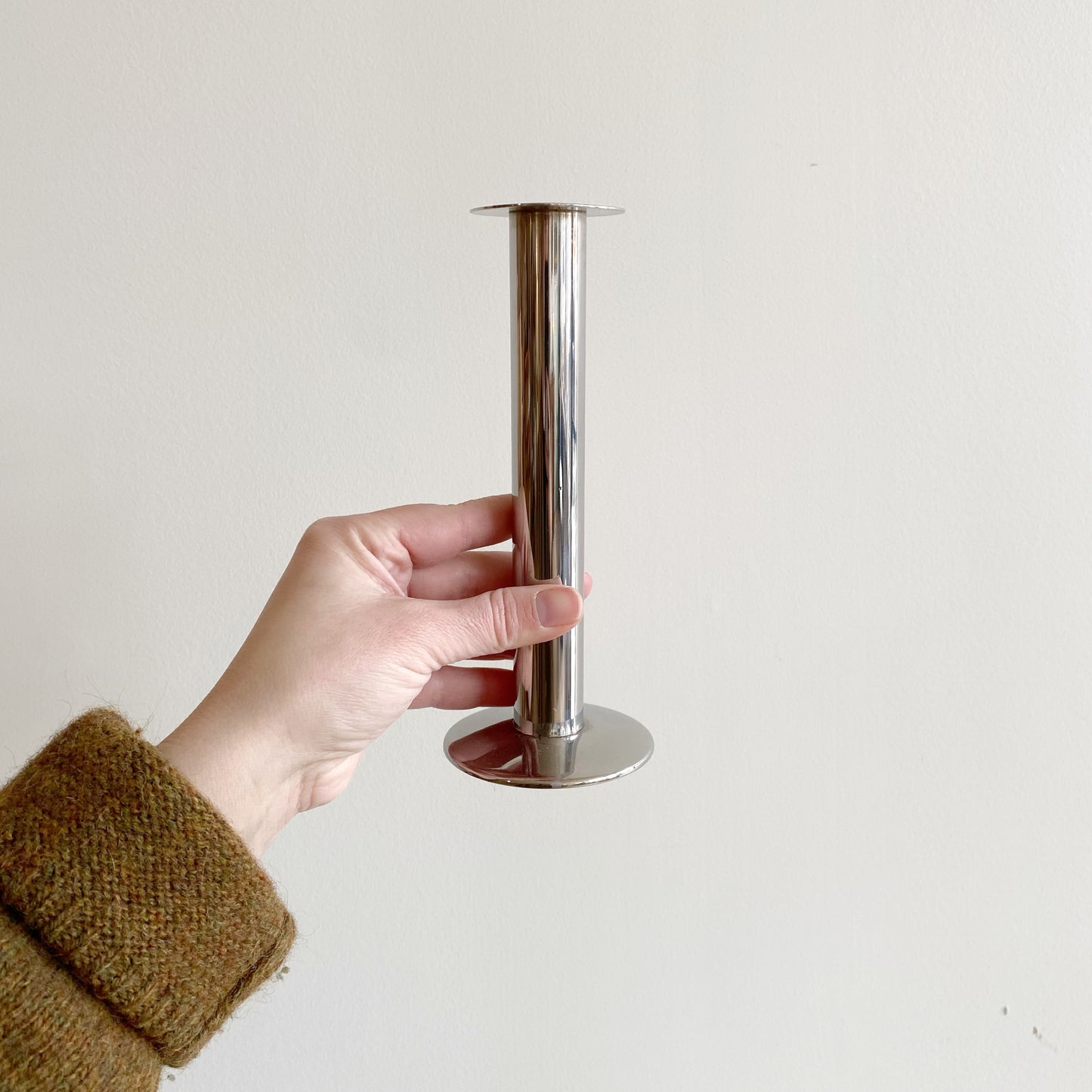 Trio: Vintage Post Modern Silver Candle Holders