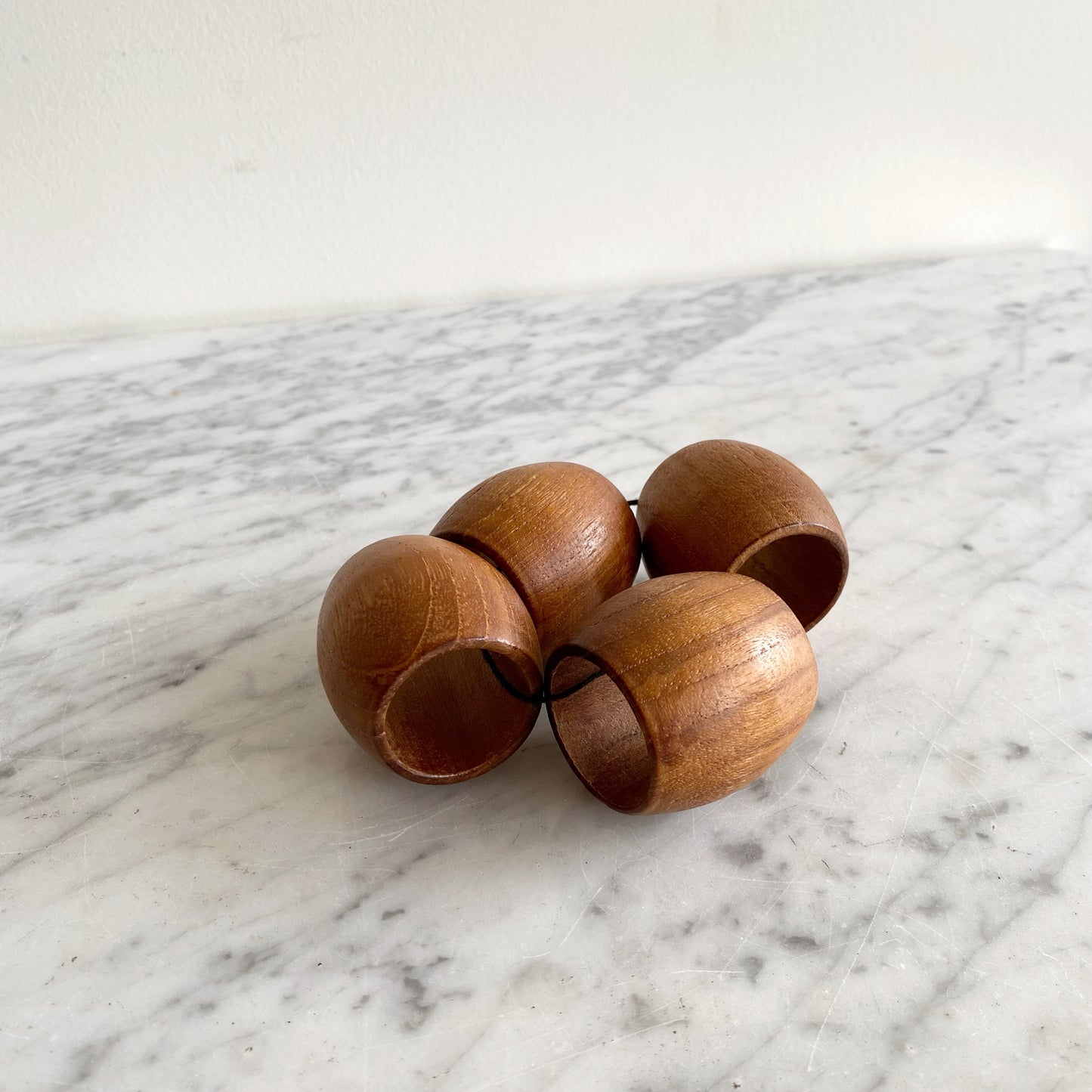Set of 4 Vintage Teak Napkin Rings