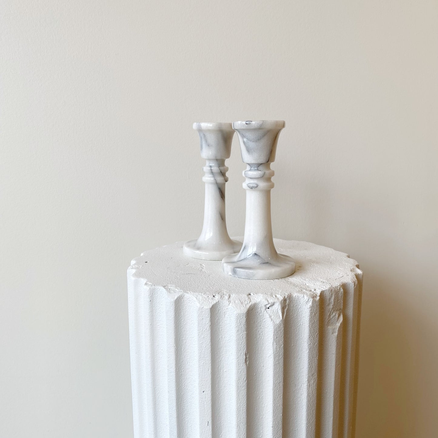 Pair of Marble Candlestick Holders