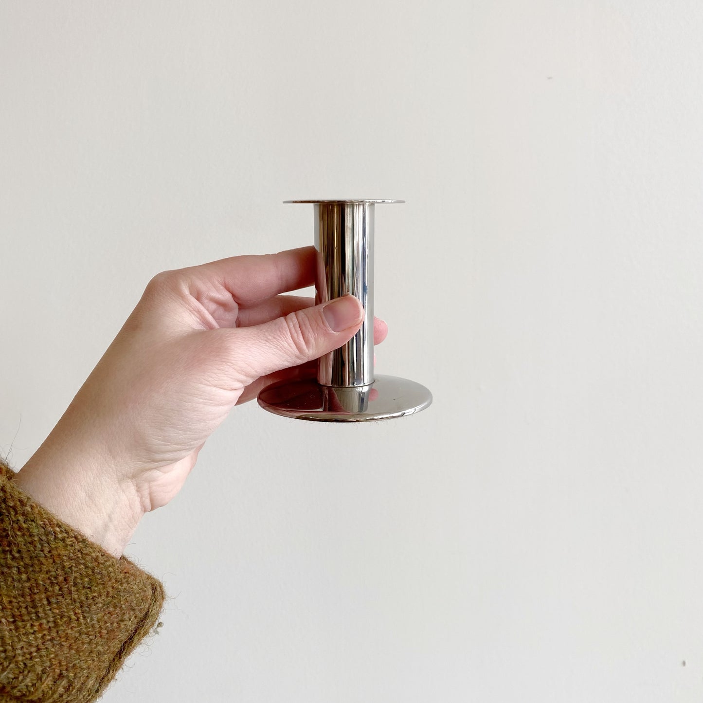 Trio: Vintage Post Modern Silver Candle Holders