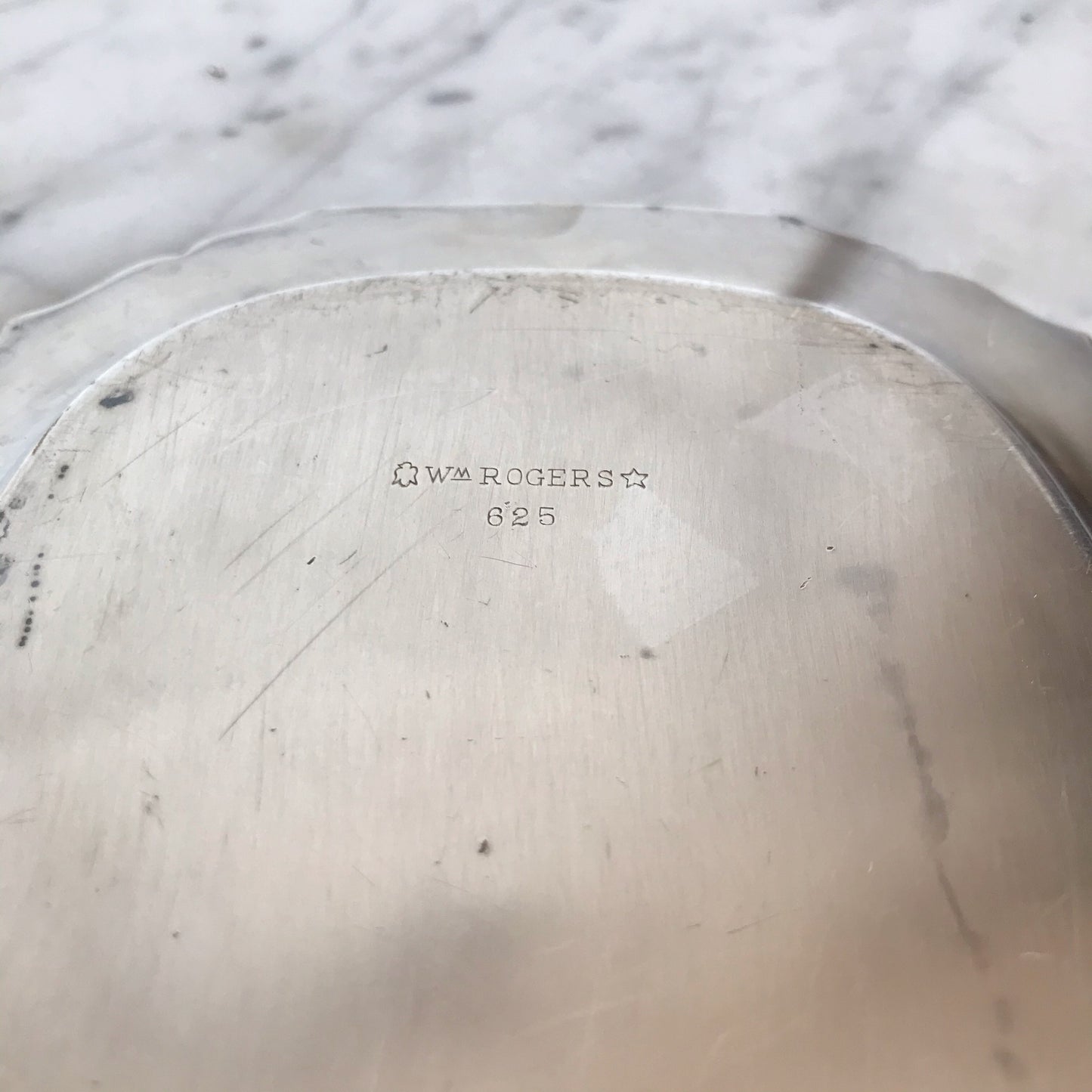 Vintage Silver Tray with Decorative Corners