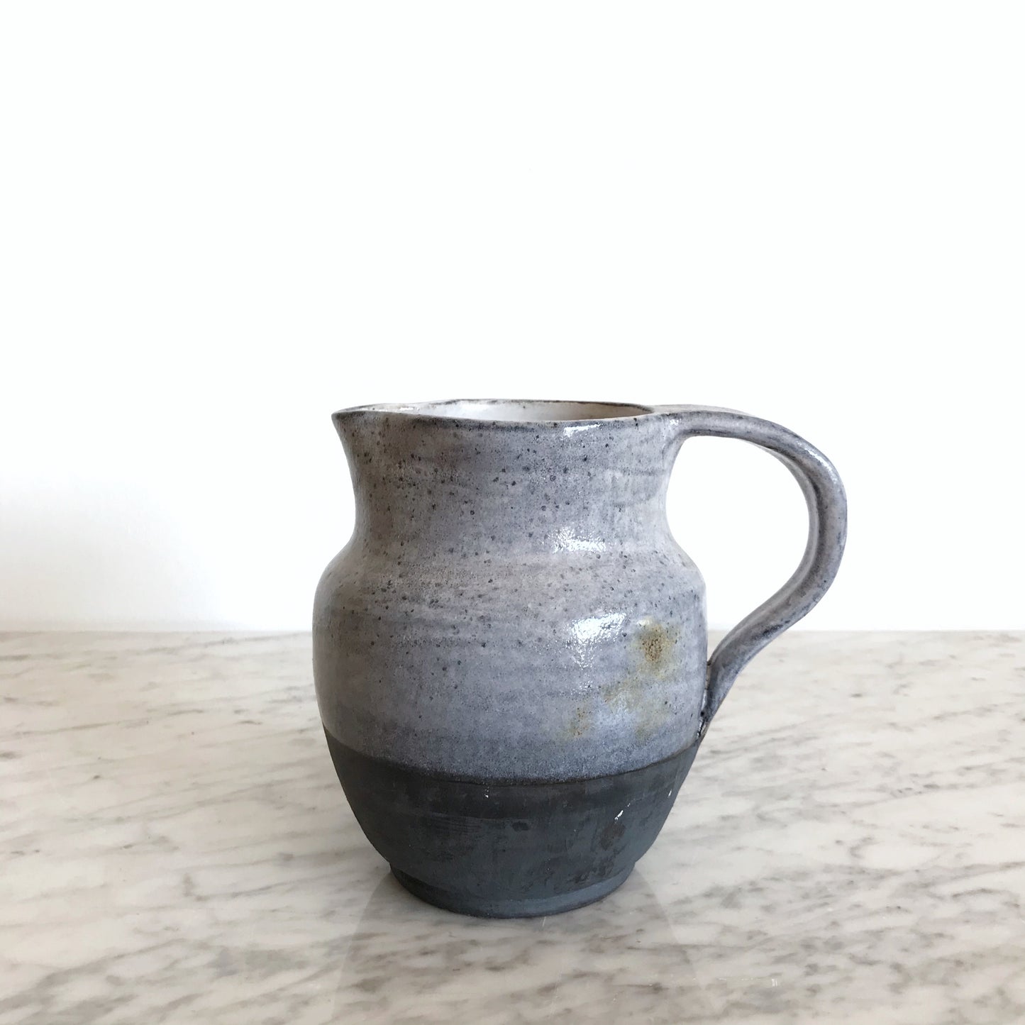 Vintage Blue "Dipped" Pottery Pitcher