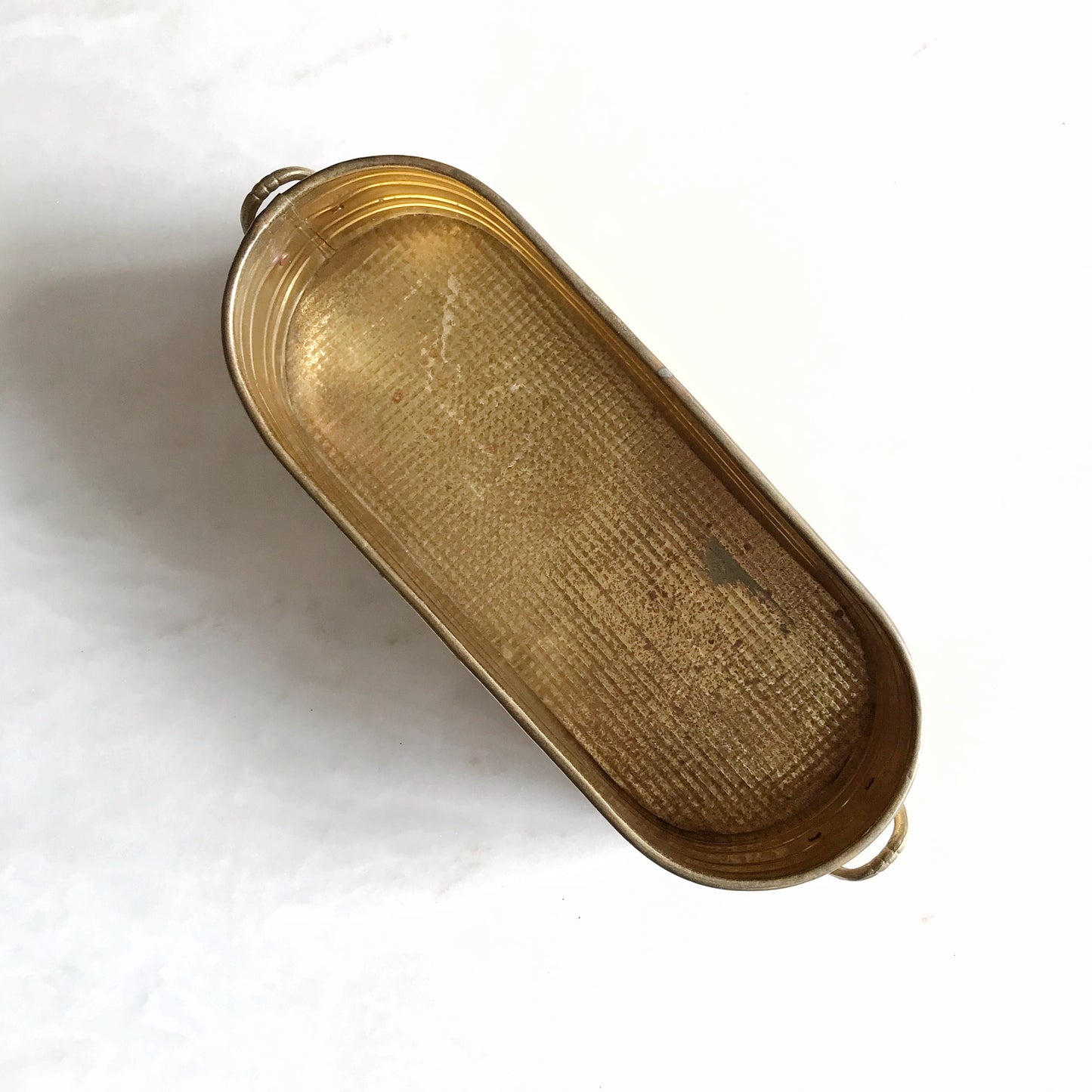 Long Vintage Brass Planter with Handles