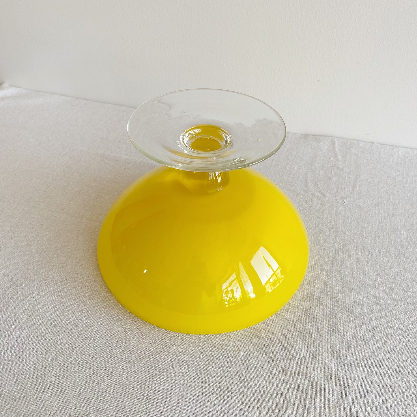 Vintage Yellow Glass Footed Bowl