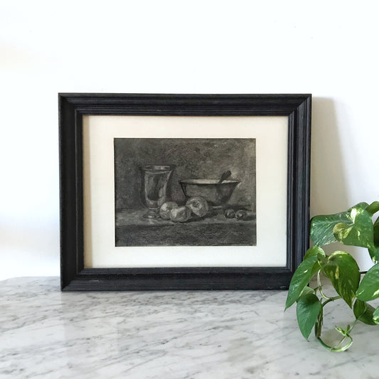Vintage Charcoal Still-Life Drawing
