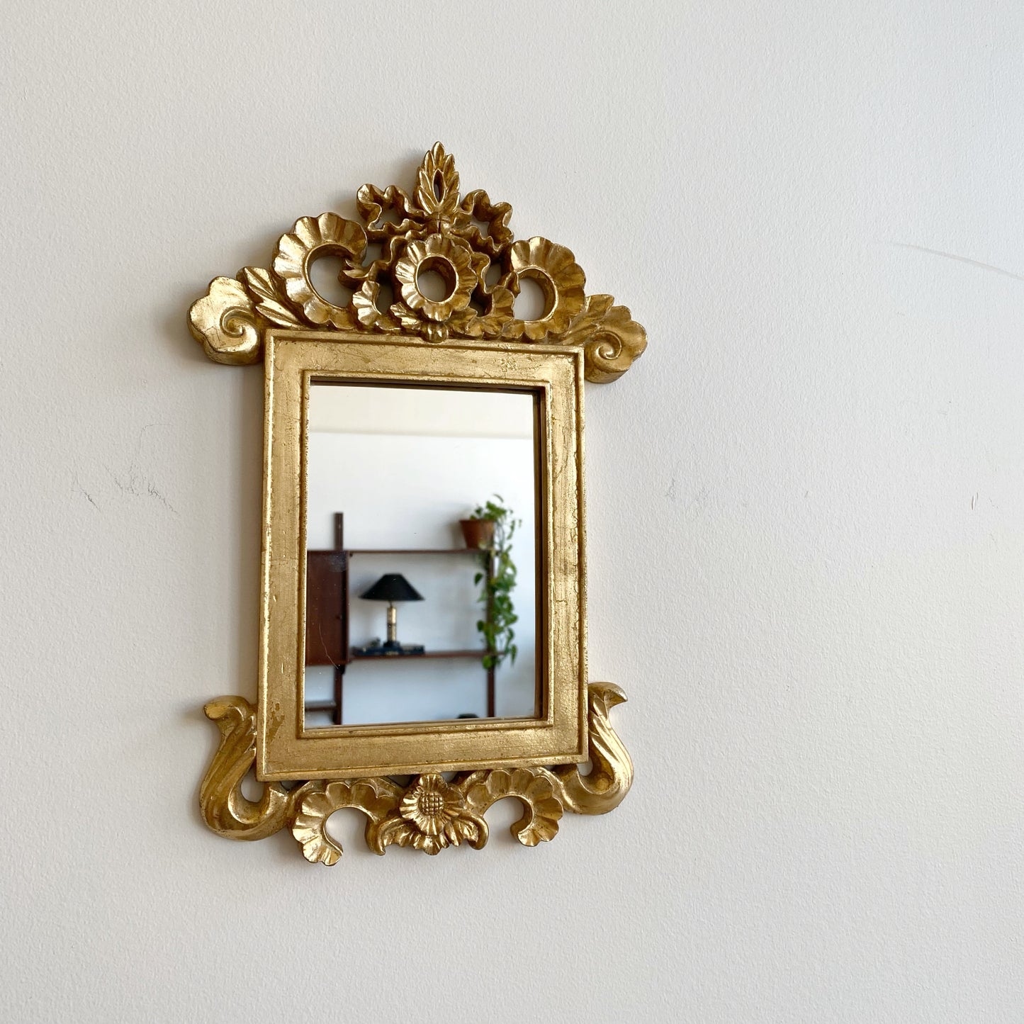 Vintage Baroque / Regency Style Gold Accent Mirror (13.5 x 8.75")