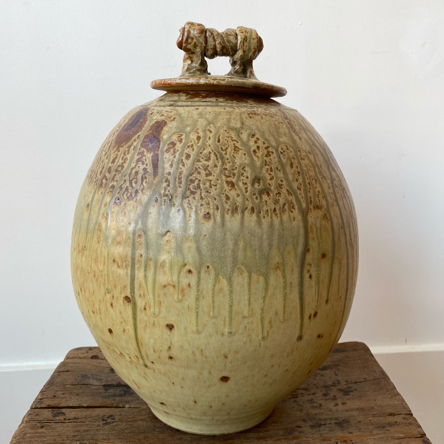 XL Antique Lidded Pottery Vessel