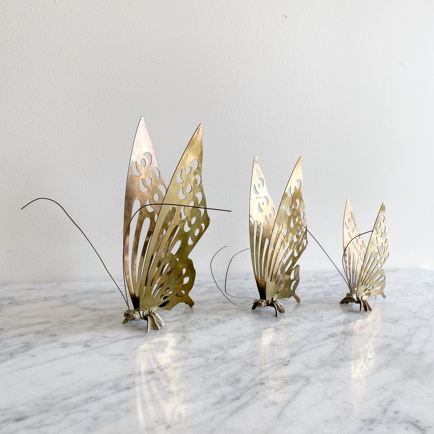 Set of 3 Vintage Brass Butterflies