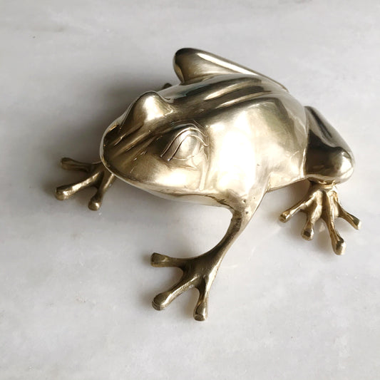 XL Vintage Brass Frog