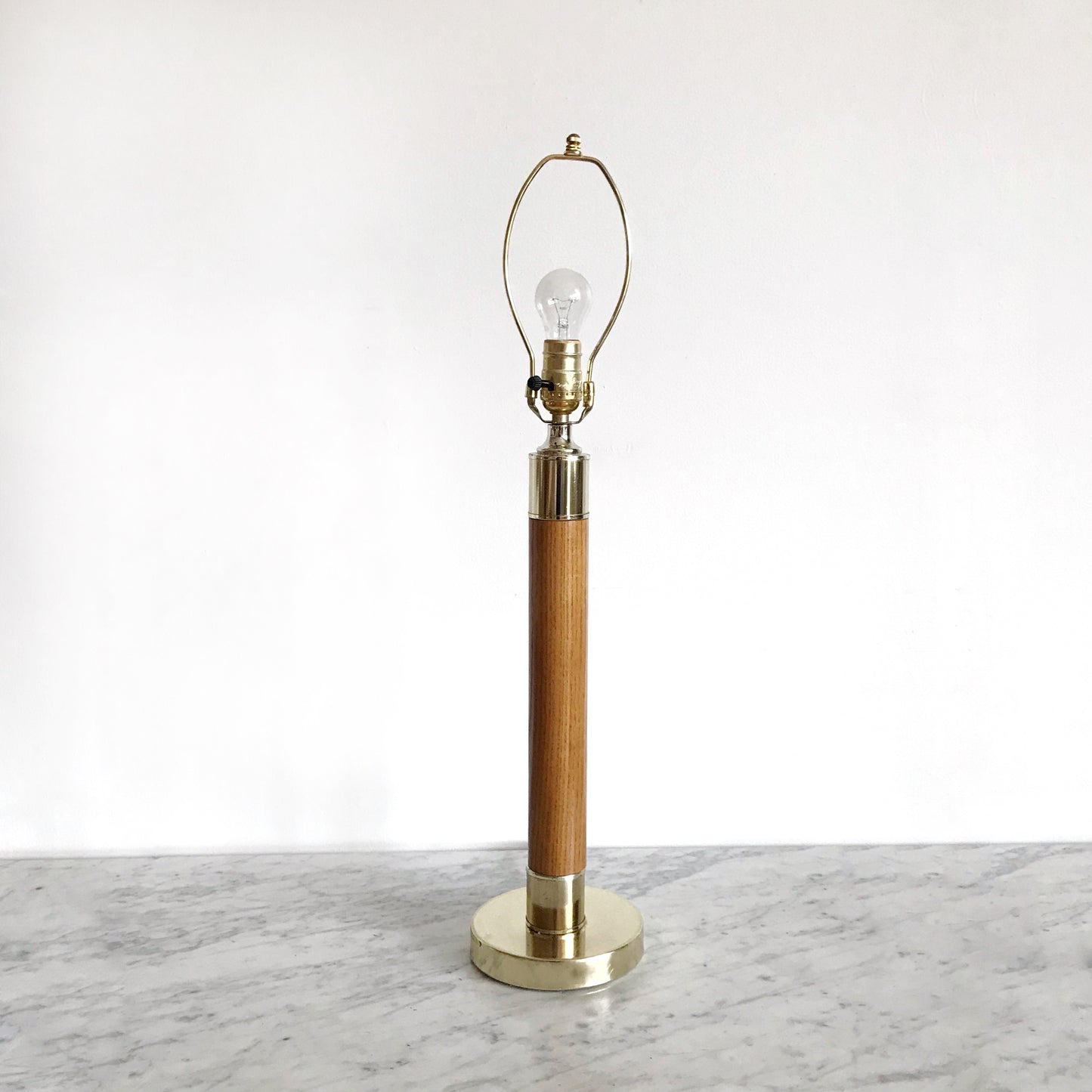 Tall Vintage Wood + Gold Lamp
