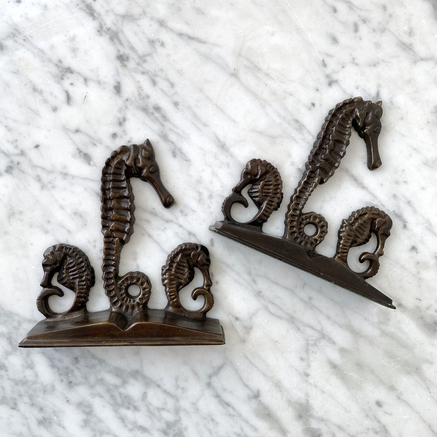 Pair of Vintage Solid Brass Seahorse Bookends