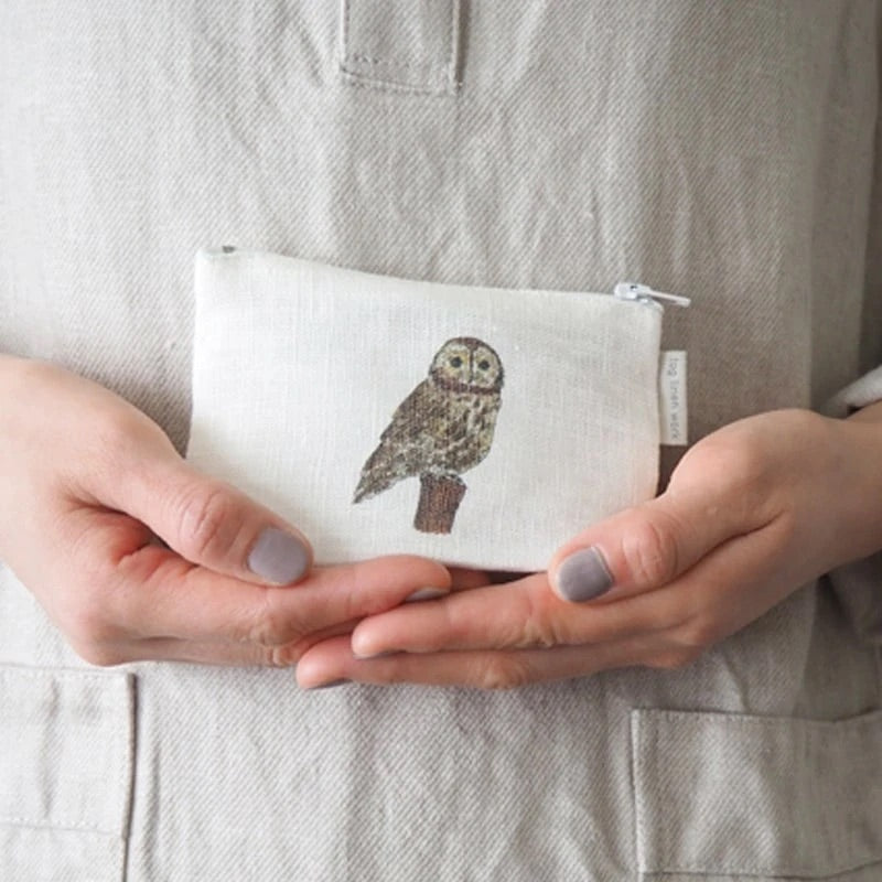 Isabelle Boinot Linen Pouch: Owl or Bird