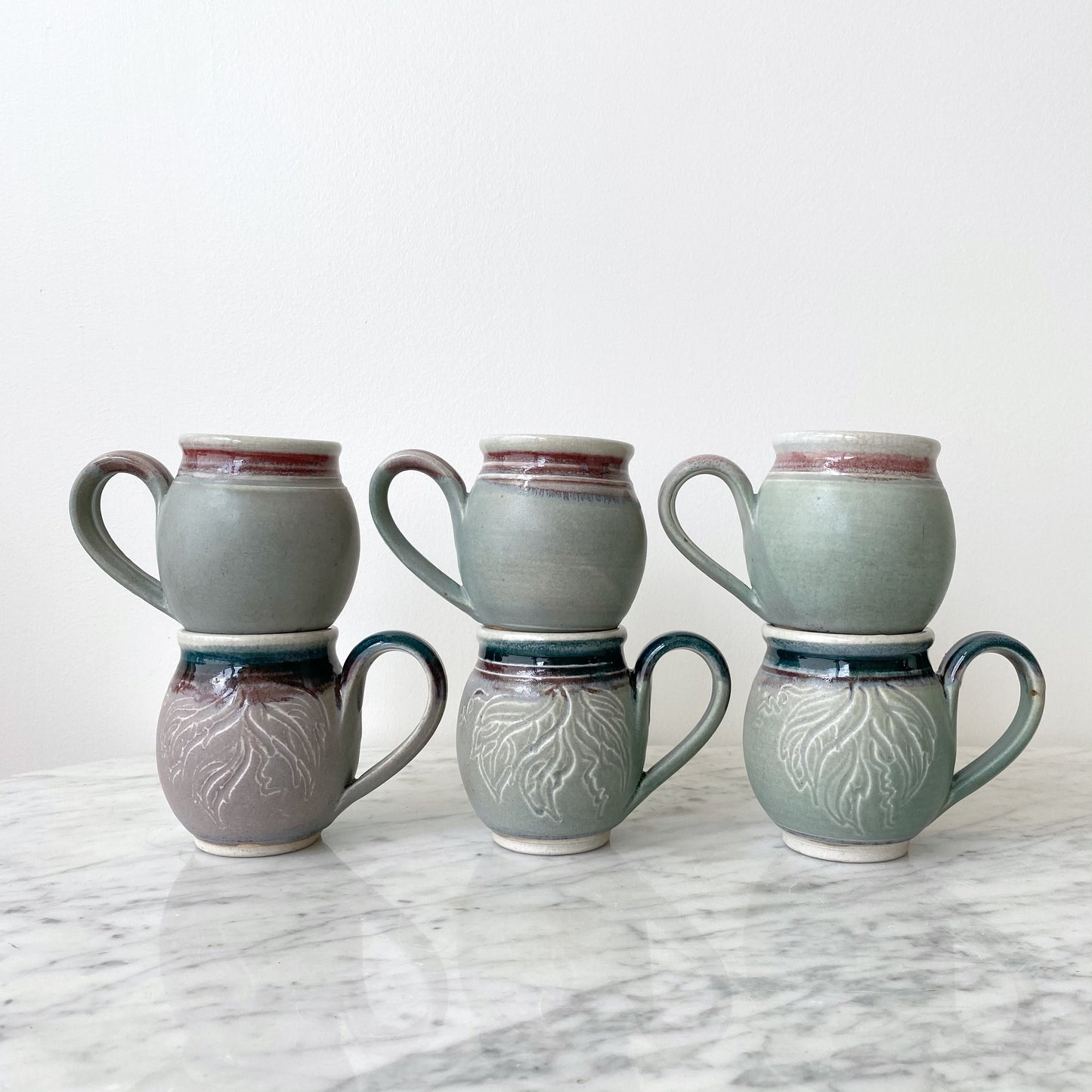 Set of 6 Handcrafted Pottery Mugs