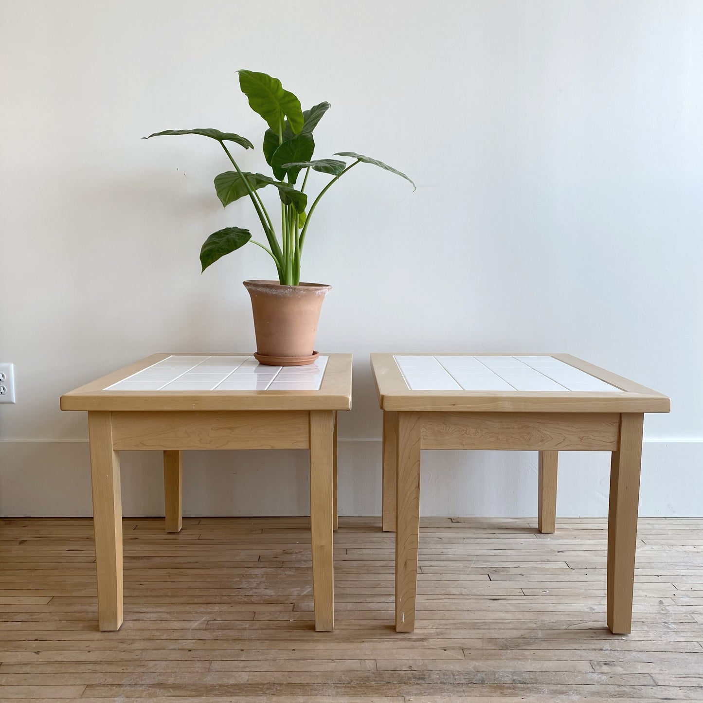 Vintage 90's Maple + White Tile Tables, Choose