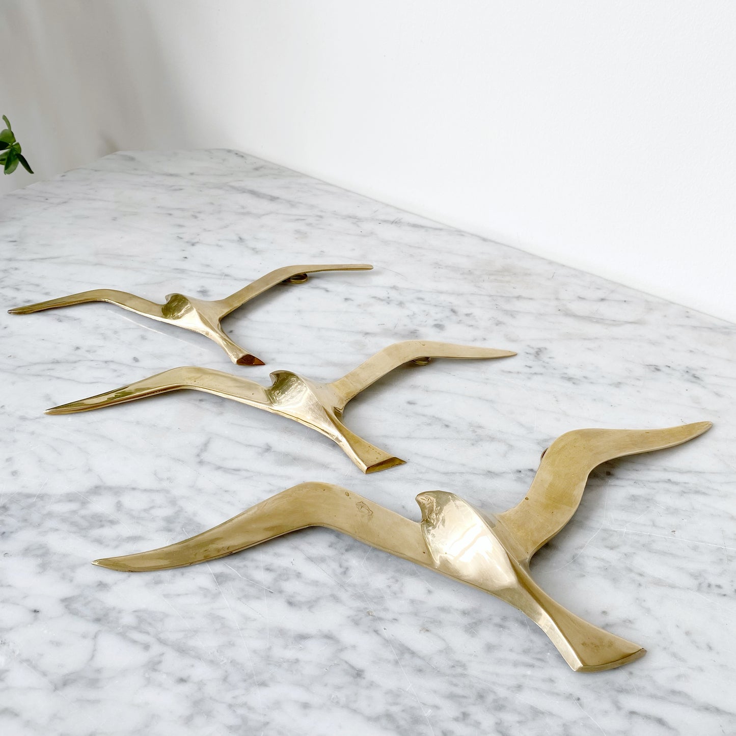 Set of Vintage Solid Brass Seagulls