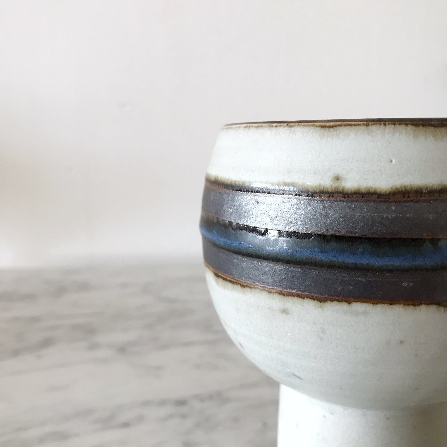 Vintage Pottery Goblet with Stripe