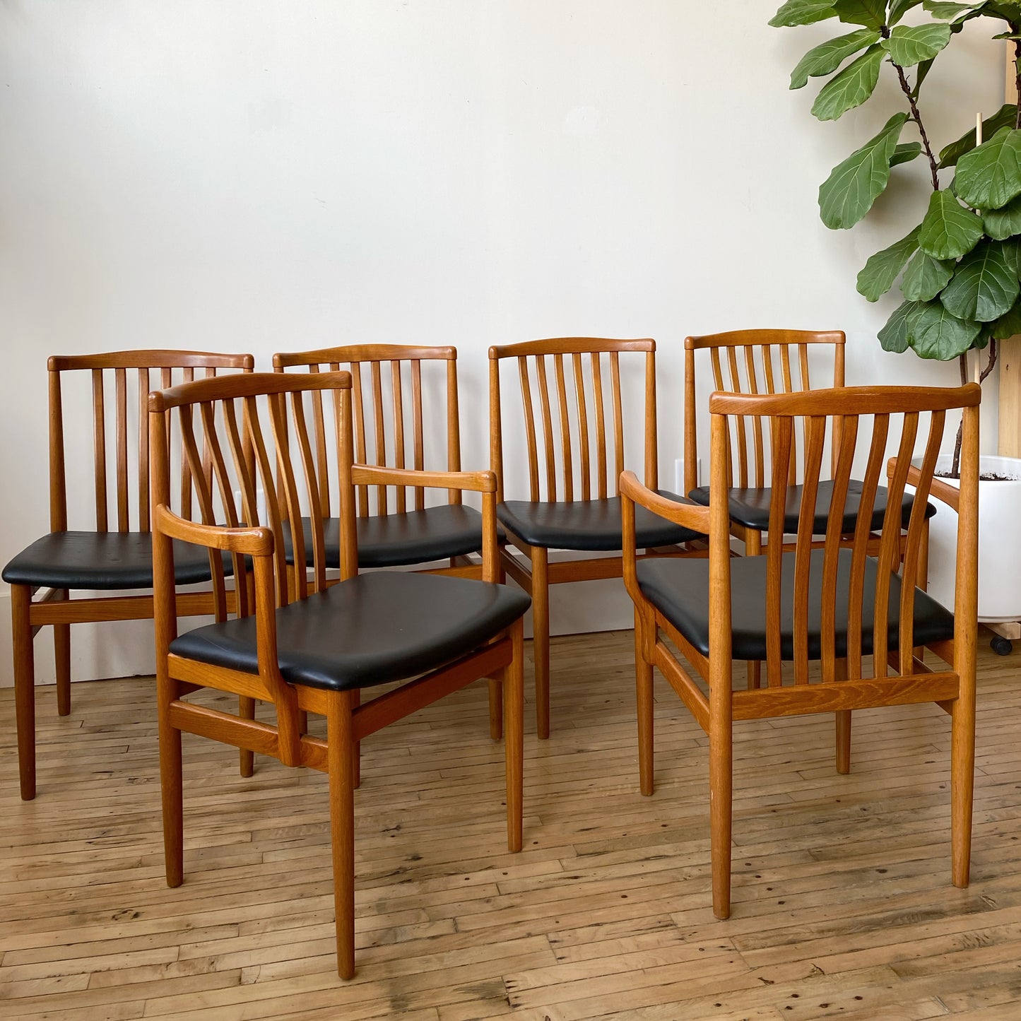 S/6 Vintage Danish Teak Dining Chairs